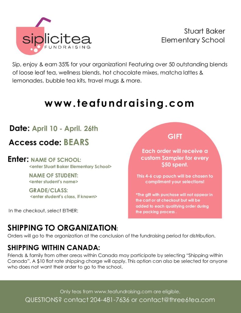 flyer about tea fundraiser